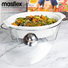 Masflex by Winland 13 Inches / 2.1 Liters Oval Casserole Food Warmer w/ Metal Stand and Lid CF-4443