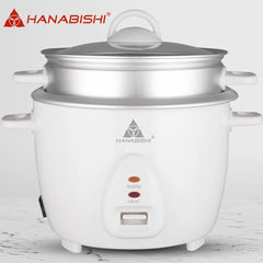 Hanabishi by Winland Aesthetic Rice Cooker 2.8L serves 15 cups Glass Cover with Steamer HHRC-28WHT