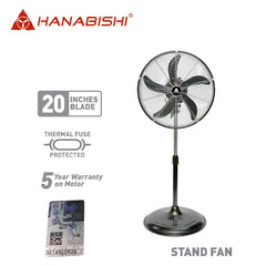 Hanabishi by Winland 20in High Velocity Industrial Stand Fan with 5-Fan Blades HVISF-20BLK
