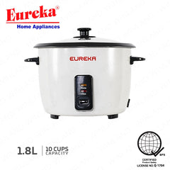 Eureka by Winland 0.6L-1.8L Drum Type Rice Cooker Non-Stick Inner Pot without Steamer Ivory Series