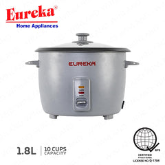 Eureka by Winland 1.0L-1.8L Drum Type Rice Cooker Non-Stick Inner Pot without Steamer Onyx Series
