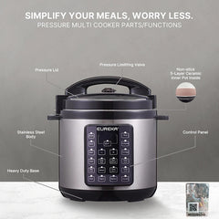 Eureka by Winland 6L Smart Express MultiCooker Electric Pressure Cooker 15+2 Cooking Select EEPC-6L