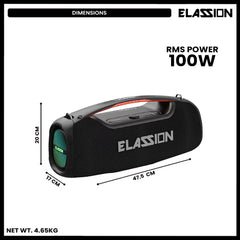 Elassion l Sirius 5.1Ch Portable Rechargeable Speaker Boombox 100W RMS with 1pc Wireless Microphone