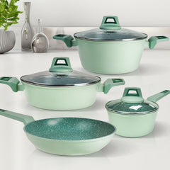 Masflex by Winland Pistachio Series Forged Casserole with Tempered Glass Lid 20 | 24 | 28cm