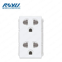 Royu by Winland Wide Series Flat Pin, International Outlet, Duplex Universal Outlet with Ground