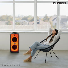 Elassion l Cosmic 8" 120W Subwoofer Portable Party Box Rechargeable Speaker with 1pc Wireless Mic