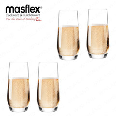 Masflex by Winland 4 Pieces 330 ml Glass Tumbler made of Durable and High-Quality Pure Glass CK-614