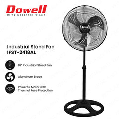 Dowell by Winland 18-inch Industrial Stand Fan / Electric Fan 3-Leaf Aluminum Blade 75W IFST-2418AL