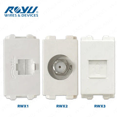 Royu by Winland Wide Series Telephone Modular Jack, Cable TV Socket & LAN Outlet