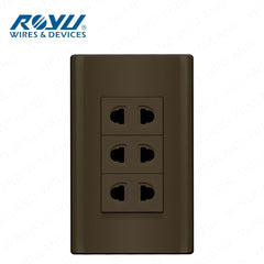 Royu by Winland Plano Series 1, 2, 3 Gang Switches Set, Outlets, Dark Wood & Dark Gray