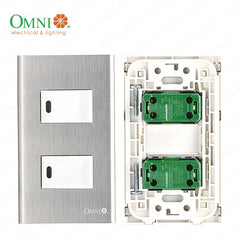 Omni by Winland 2PCS 1-Way Switch in Stainless Plate 16A(250~) Illuminated & Not Illuminated