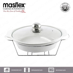 Masflex by Winland 13 Inches / 2.1 Liters Oval Casserole Food Warmer w/ Metal Stand and Lid CF-4443