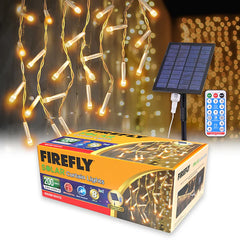 Firefly by Winland Christmas Solar Curtain Lights Warm White 8-effects 400-200 Lights Transparent