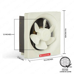 Standard by Winland Exhaust Fan 12 Inches with Safety Thermal Fuse Protected SEF-12B