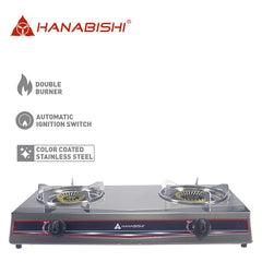 Hanabishi by Winland Double Burner Gas Stove Separate Stainless Steel Trivet and Drip Pan GS-404