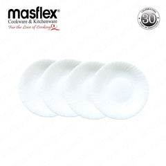 Masflex by Winland 4PCS Quarter Plate (7.5 inch / 190.5 mm) in White Glass and Microwave Safe JT-104