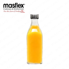 Masflex by Winland 1.0 Liter / 1000 mL Square Water Bottle with Silver Lid with Box QG-046