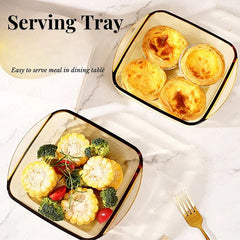 Masflex by Winland 800ml Amber Rectangular Borosilicate Glass Bakeware w/ Handle Baking Dish SI-B080