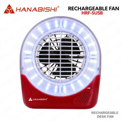 Hanabishi by Winland 5inch Rechargeable Fan Portable Handle for Outdoor Use with LED Light HRF-5USB