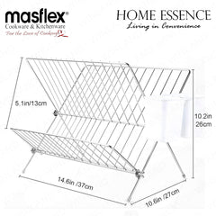 Home Essence by Masflex Foldable Dish Organizer | Dish Drying Rack with Drain Board CH-1042