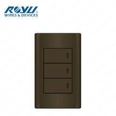 Royu by Winland Plano Series 1, 2, 3 Gang Switches Set, Outlets, Dark Wood & Dark Gray