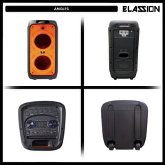 Elassion l Cosmic 8" 120W Subwoofer Portable Party Box Rechargeable Speaker with 1pc Wireless Mic