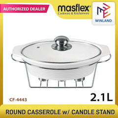 Masflex by Winland 13 Inches / 2.1 Liters Oval Casserole Food Warmer w/ Metal Stand and Lid CF-4443