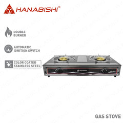 Hanabishi by Winland Double Burner Gas Stove Color-coated Stainless Steel Body, GGS-500SS