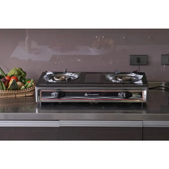 Hanabishi by Winland Double Burner Gas Stove Color-coated Stainless Steel Body, GGS-500SS