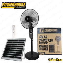 Powerhouse by Winland 16inch Electric Solar Stand Fan Electric Fan with USB Charging Port PHE-SSF-16