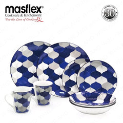 Masflex by Winland 8 pieces Aqua Dinnerware Set Made of Tempered Glass and Microwavable Safe ZN-1009