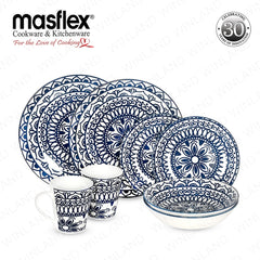 Masflex by Winland 8PCS Bohemian Floral Dinnerware Set Made of Tempered Glass/Microwave Safe ZN-8RS