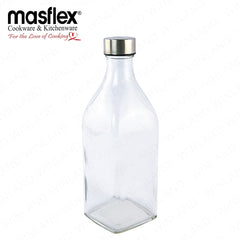 Masflex by Winland 1.0 Liter / 1000 mL Square Water Bottle with Silver Lid with Box QG-046