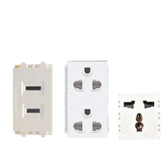 Royu by Winland Wide Series Flat Pin, International Outlet, Duplex Universal Outlet with Ground