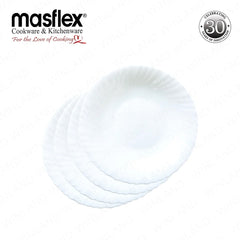 Masflex by Winland 4 piece Soup Plate 8.5 inch / 216 mm in White Made of Glass Microwave Safe JT-103