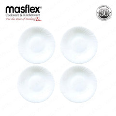 Masflex by Winland 4 piece Soup Plate 8.5 inch / 216 mm in White Made of Glass Microwave Safe JT-103