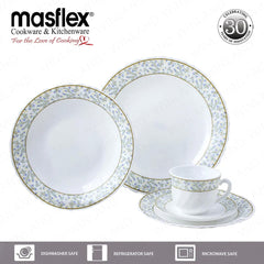 Masflex by Winland 10 pieces Opal Dinner Set in Goldline Design Made of Glass & Microwave Safe JT-17