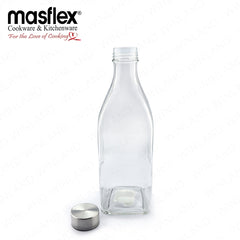 Masflex by Winland 1.0 Liter / 1000 mL Square Water Bottle with Silver Lid with Box QG-046