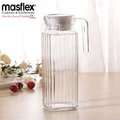Masflex by Winland 1.1 Liters / 1100 ml Fridge Glass Pitcher Water Bottle with Lid HF-B123