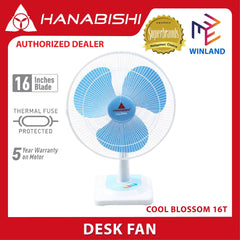 Hanabishi by Winland 16inches(405mm) Desk Fan Cool Blossom 16T Low Noise | Durable Electric Fan