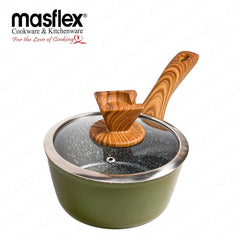 Masflex by Winland 16 cm Olive Non-stick Saucepan with Tempered Glass Lid NK-PS854