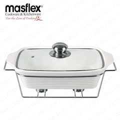 Masflex by Winland 2.3 Liters Glass Rectangular Casserole Food Warmer with Candle Stand CF-4408