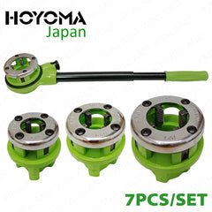 Hoyoma Japan by Winland 7PCS (1/2"-1 1/4") Professional Ratchet Die Stocks for Pipe Threader HT-RD7S