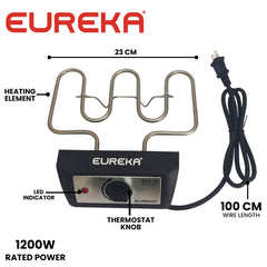 Eureka by Winland Electric Griller 35cm Wide Stainless Grill 1.5L Drip Tray 1200W EEG-35