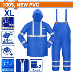 Wadfow by Winland 100% NEW PVC Waterproof Rain Coat Suit Set w/Reflective Strip & Breathable Design