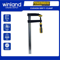 Powerhouse by Winland Industrial Woodwork Heavy Duty Cushion Grip F-Clamp with Rubber Handle