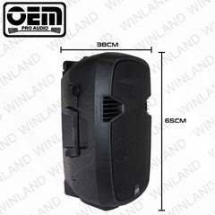 OEM Pro Audio by Winland 15" Active Speaker box with battery and Wireless microphone - MA15ADPB