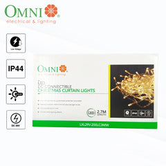 Omni by Winland Connectible Curtain Christmas Light 200 LED/ DC 29V/ 2.7 meters