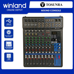 Tosunra by Winland 12-CH Mixing Console Mixer w/ 6 Mic/12 Line Inputs 4 mono+4 stereo TOS-MG12XU-USB