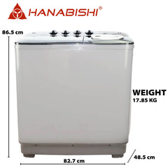 Hanabishi by Winland Twin Tub Washing Machine Stone Series 8KG Capacity with Spin Dryer HWM-850GRY